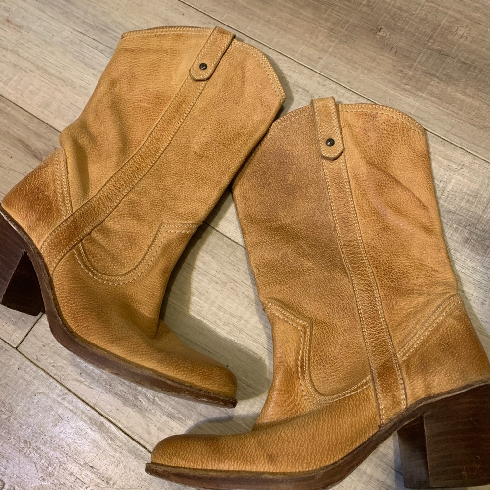 Frye Tan Leather Western Boots